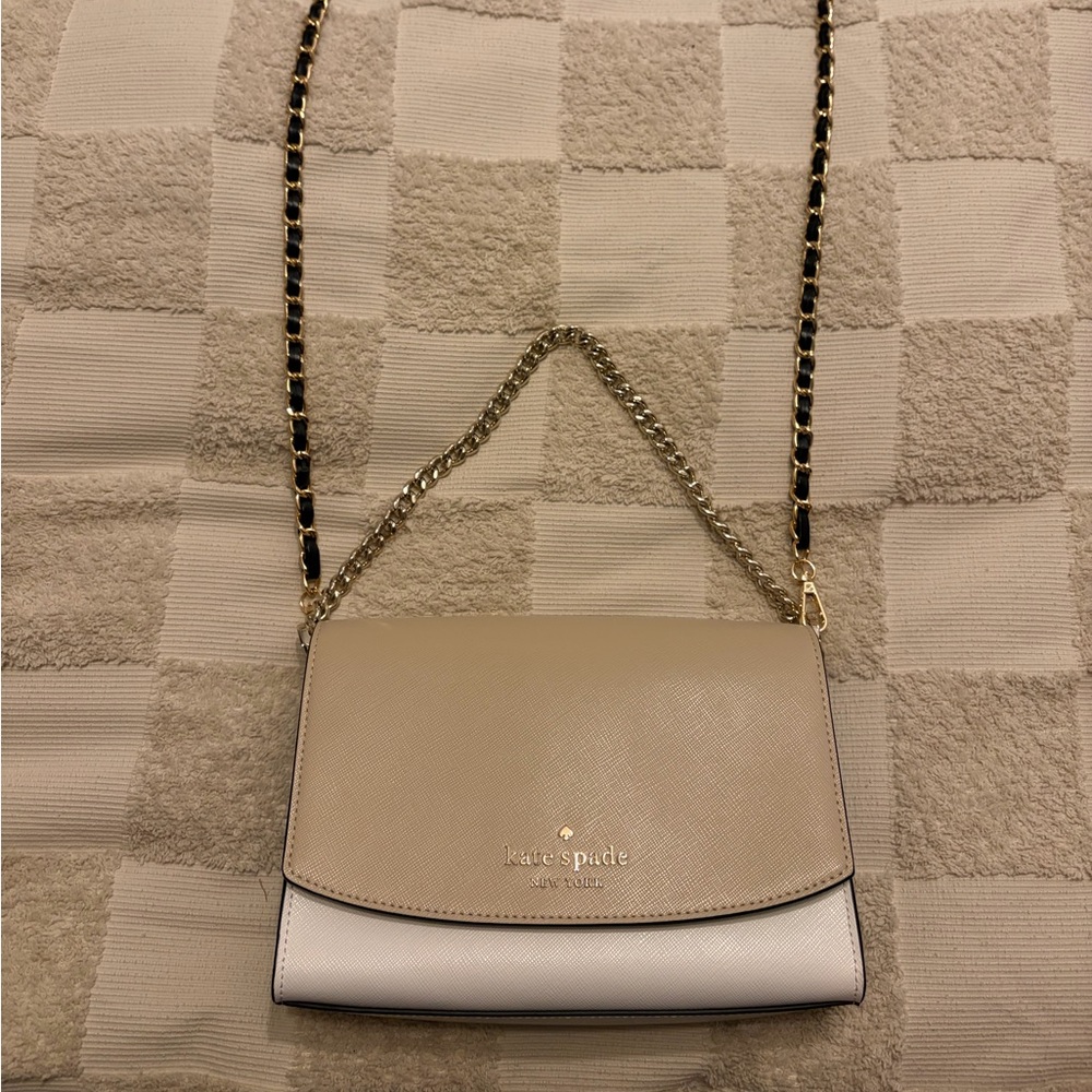 Kate Spade Tan and White Crossbody Bag